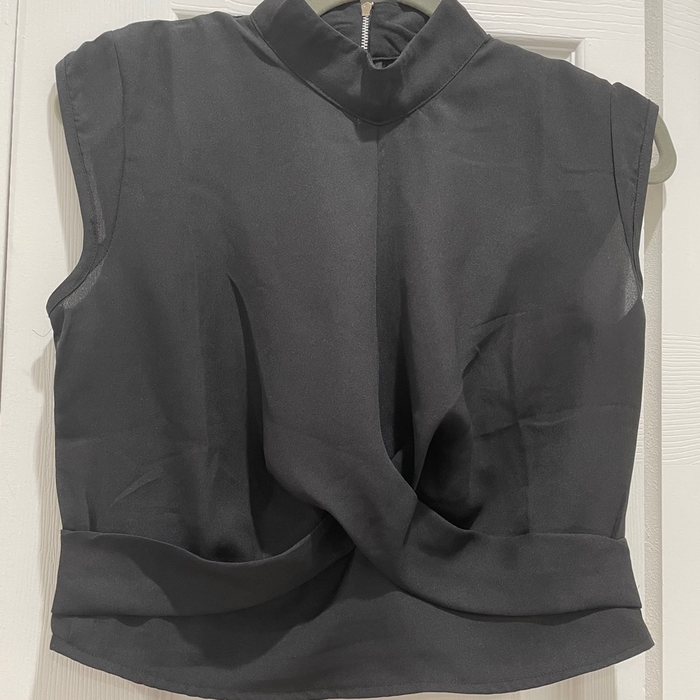 Black high neck crop top